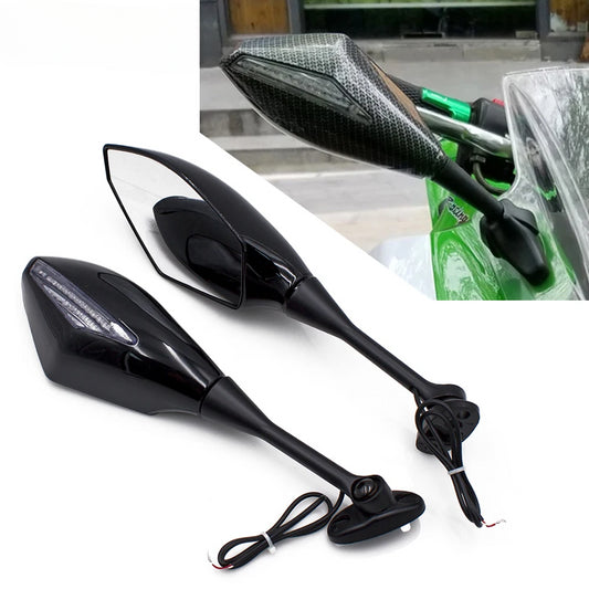 DINTCNC Universal for CBR600RR 2003-2012 CBR1000RR 2004-2008 Motorcycle Rearview Mirror with Arrow LED Turn Signal ABS Metal Accessories