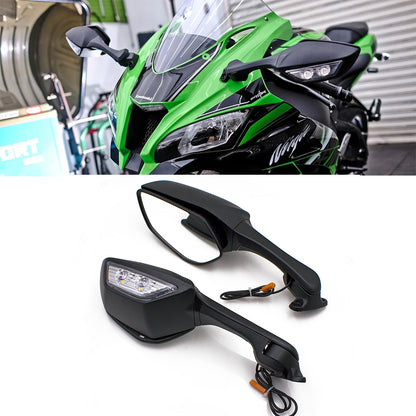 DINTCNC Universal for ZX-10R 2011-2016 Motorcycle Black Modified LED Rearview Mirror Accessories HD Mirror Aluminum Alloy