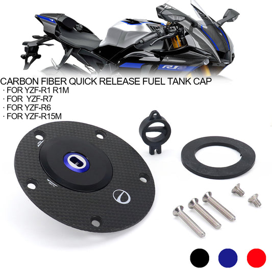 DINTCNC Carbon Fiber Fuel Tank Cap For YZF-R1 R1M YZF R7 R6 R15M Quick Release Anti-Theft Lock Cover Kit Track Sports Accessories