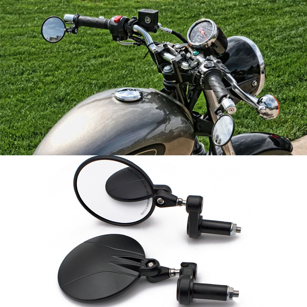 DINTCNC Universal Motorcycle Black Round Handlebar Rearview Mirror Housing Can Be Rotated 360 Degrees and The Mirror Rod Can Be Adjusted