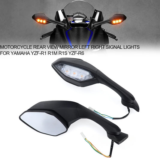 DINTCNC For YZF-R1 R1M R1S R6 2015-2023 Motorcycle Left Right Rearview Mirror YZFR6 YZFR1 2022 LED Turn Signal Light Accessories