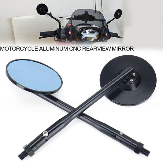 DINTCNC Motorcycle Left Right Mirror Accessorie Universal CNC Lever Adjustable Aluminum Rearview 10MM Screw Rod Blu Ray Anti-Glare Glass