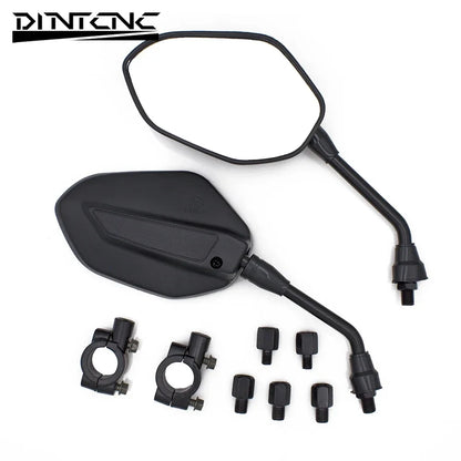 DINTCNC Universal for M10 for Street Glide Road King Fatboy Thread Black Motorcycle Rearview Mirror Aluminum Alloy