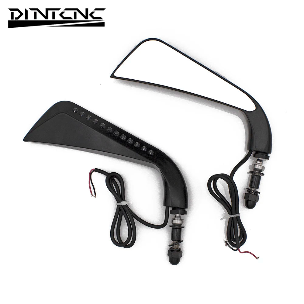 DINTCNC Universal for Road King Street Glide Motorcycle with LED Flowing Water Rearview Mirror Moto Handlebar Equipment Parts