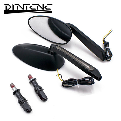 DINTCNC Universal for M10 for Motorcycles LED Rearview Mirror CNC Aluminum Alloy Strong Mirror Wide Field of View Accessories