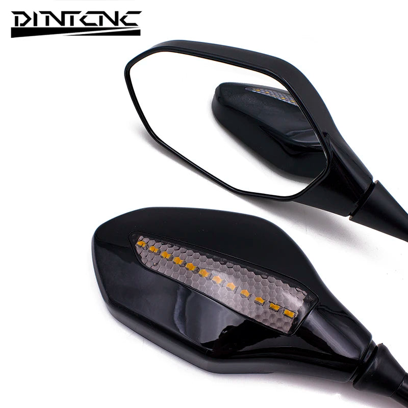 DINTCNC Universal for M8 M10 for Motorcycle LED Turn Signal Lights Rearview Mirror