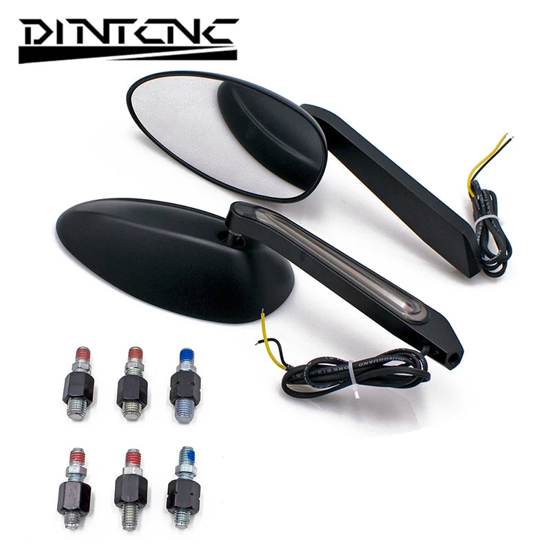 DINTCNC Universal for M10 for Motorcycles LED Rearview Mirror CNC Aluminum Alloy Strong Mirror Wide Field of View Accessories