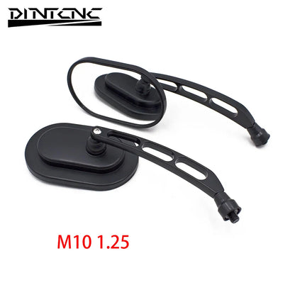 DINTCNC Universal for M10 for Street Glide Road King Fatboy Thread Black Motorcycle Rearview Mirror Aluminum Alloy