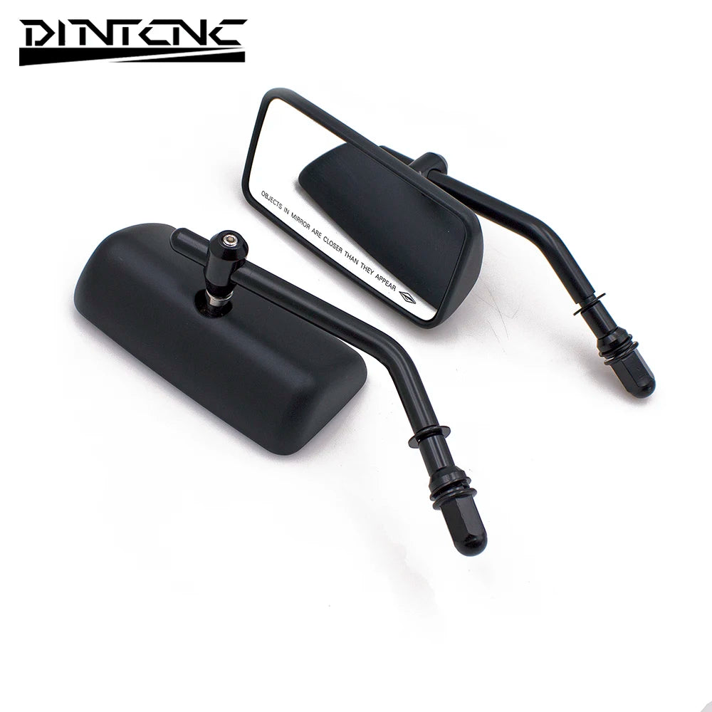 DINTCNC Universal for  Sportster 883 1200 90-13 Motorcycle Black Electroplated Rearview Mirror Plastic ABS Square Rear Mirror