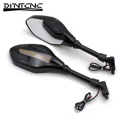 DINTCNC Universal for M8 M10 for Motorcycle LED Turn Signal Lights Rearview Mirror