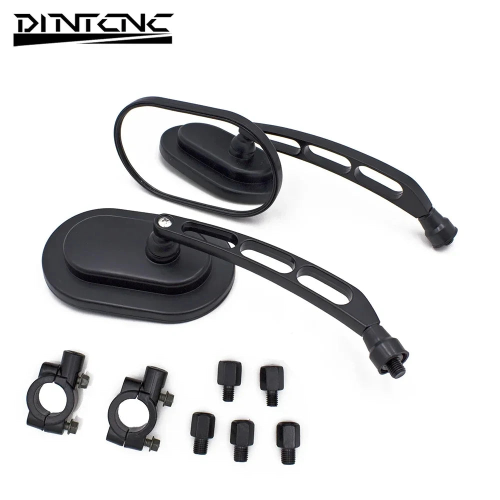 DINTCNC Universal for M10 for Street Glide Road King Fatboy Thread Black Motorcycle Rearview Mirror Aluminum Alloy