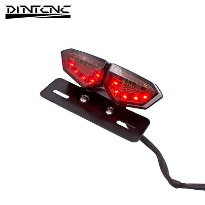 DINTCNC Universal LED Motorcycle Taillight Motorcycle Brake Taillight Turn Signal License Plate Integrated Light Indicators