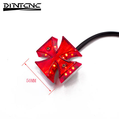 DINTCNC Universal for 28mm-33mm Installation Caliber Motorcycle Cross LED Tail Light Moto Signal Light Rear License Plate Tail Light