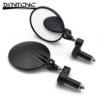 DINTCNC Universal Motorcycle Black Round Handlebar Rearview Mirror Housing Can Be Rotated 360 Degrees and The Mirror Rod Can Be Adjusted