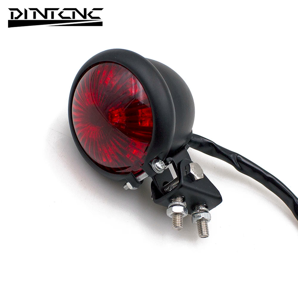 DINTCNC Universal Motorcycle Accessories Cruiser Modified Retro Taillight Signal Aluminum Alloy Command Light 12V Moto LED Brake Light