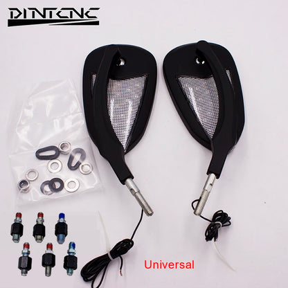 DINTCNC Universal for M8 M10 for Touring Road King Black Electroplated Motorcycle LED Turn Signal Light Rearview Mirror