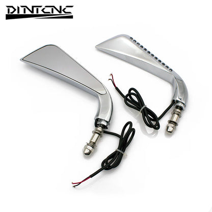 DINTCNC Universal for Road King Street Glide Motorcycle with LED Flowing Water Rearview Mirror Moto Handlebar Equipment Parts