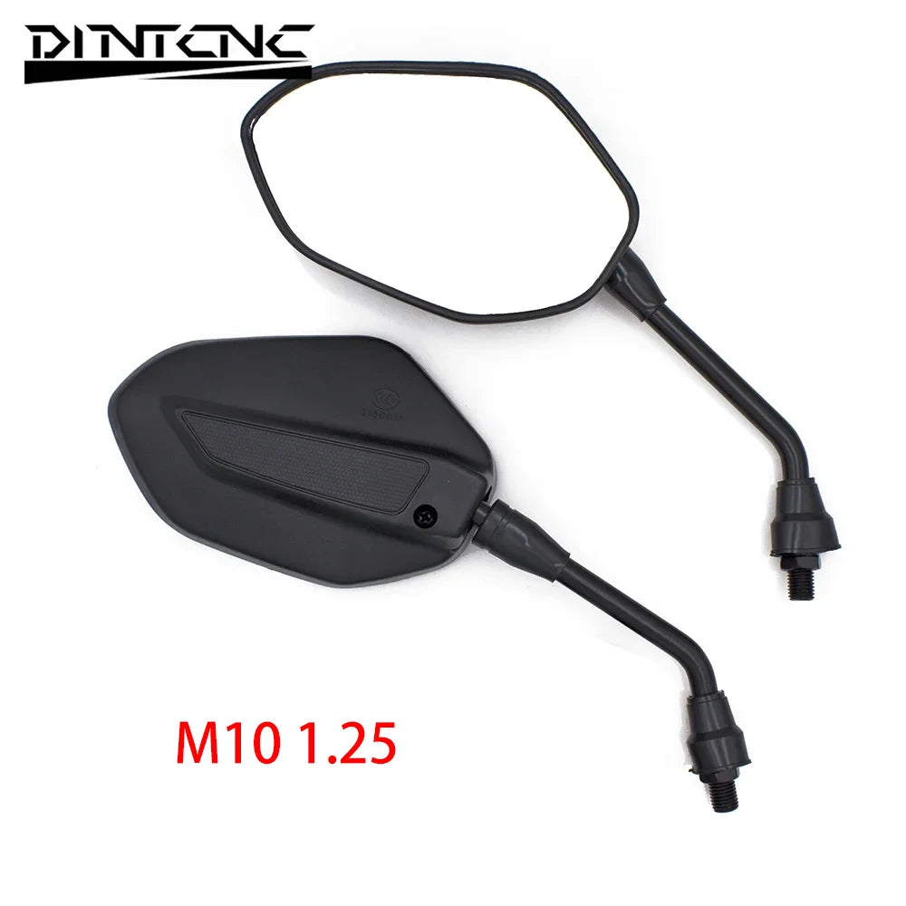 DINTCNC Universal for M10 for Street Glide Road King Fatboy Thread Black Motorcycle Rearview Mirror Aluminum Alloy