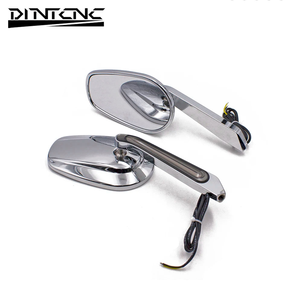 DINTCNC Universal M10 for Modified Motorcycles LED Running Lights Rearview Mirror Large Field of View Aluminum Alloy Accessories