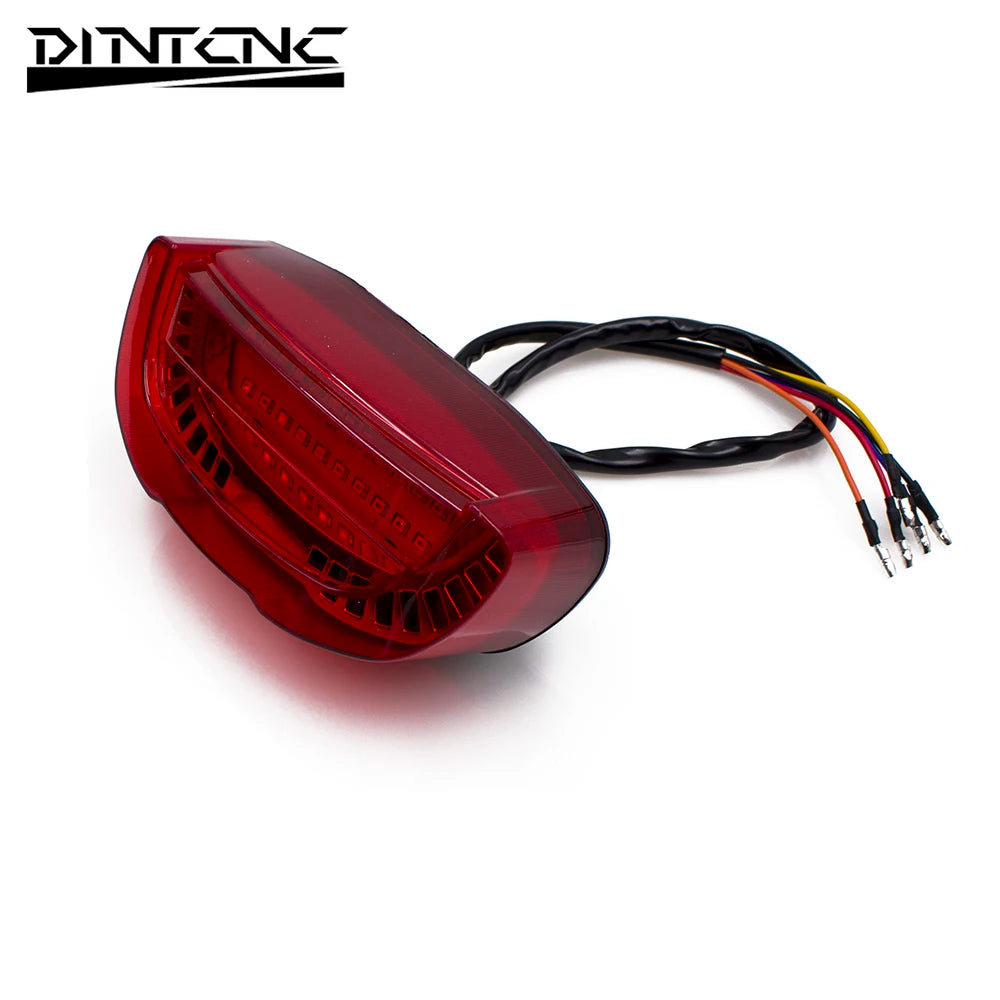 DINTCNC Universal Motorcycle Modified LED Integrate Sequential Rear Tail Light Steering Light Parts