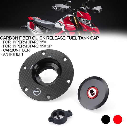 DINTCNC For HYPERMOTARD 950/SP Carbon Fiber Fuel Tank Cap 950SP 2019-2023 CNC Quick Release Anti-Theft Lock Cover Kit Accessories