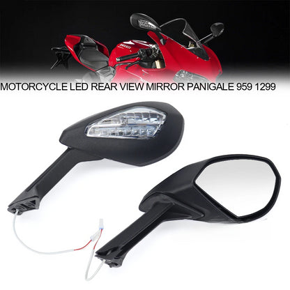 DINTCNC 1299 959 Motorcycle LED Rearview Mirror For Panigale1299 Panigale959 1299R Left Right Glass Blinking Turn Signal Lighting