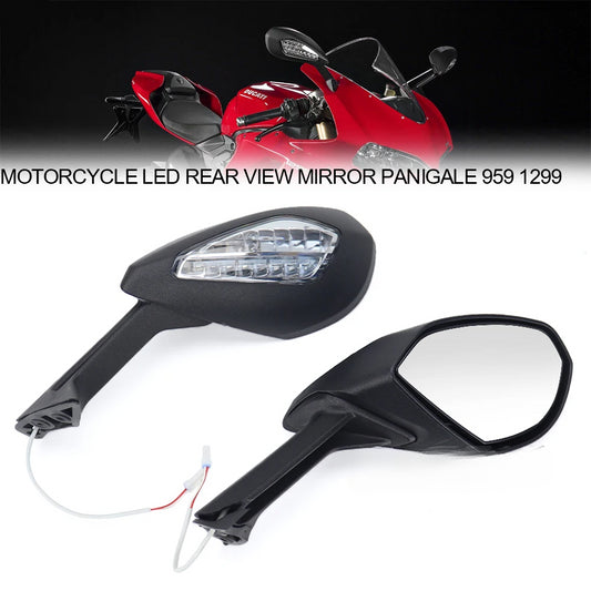 DINTCNC 1299 959 Motorcycle LED Rearview Mirror For Panigale1299 Panigale959 1299R Left Right Glass Blinking Turn Signal Lighting