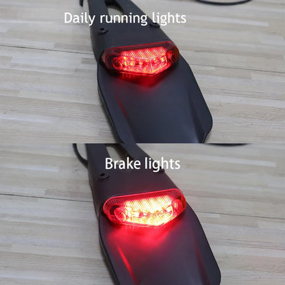 DINTCNC Motorcycle Off-Road Vehicle For CRF Rally KLX Universal Rear Mudguard Wing Accessories LED Signal Lights Rear Tail Light