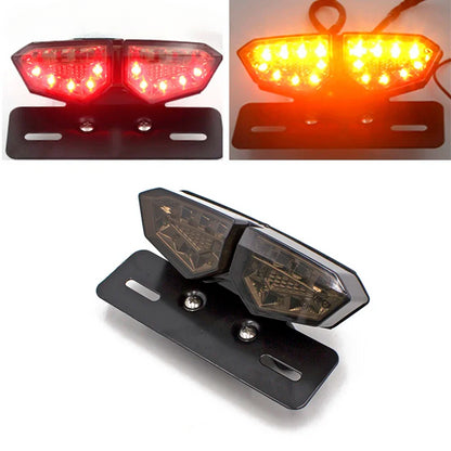 DINTCNC Universal LED Motorcycle Taillight Motorcycle Brake Taillight Turn Signal License Plate Integrated Light Indicators