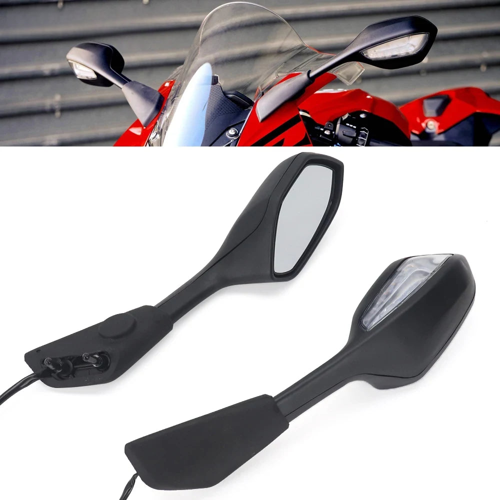 DINTCNC Motorcycle LED Rearview Mirror For S1000RR 2019-2023 M1000RR 2021 Left Right Glass Blinking Turn Signal Lighting Foldable